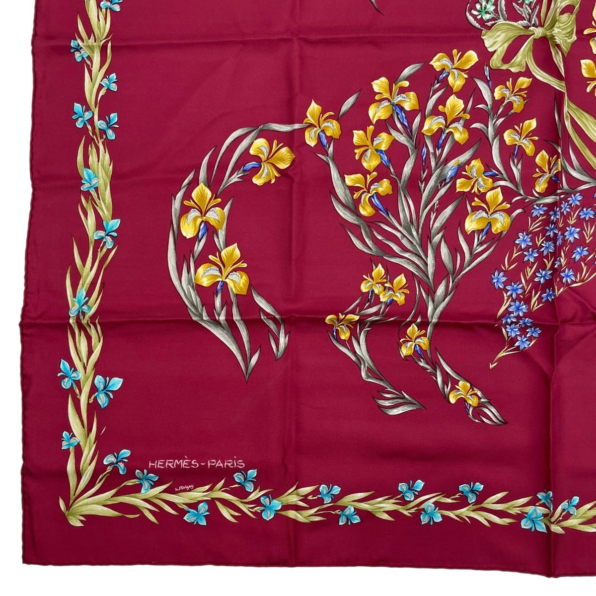 Hermes Scarf Silk Carre 90 Cheval Fleuri Flower Blooming Horse Bordeaux — view 4