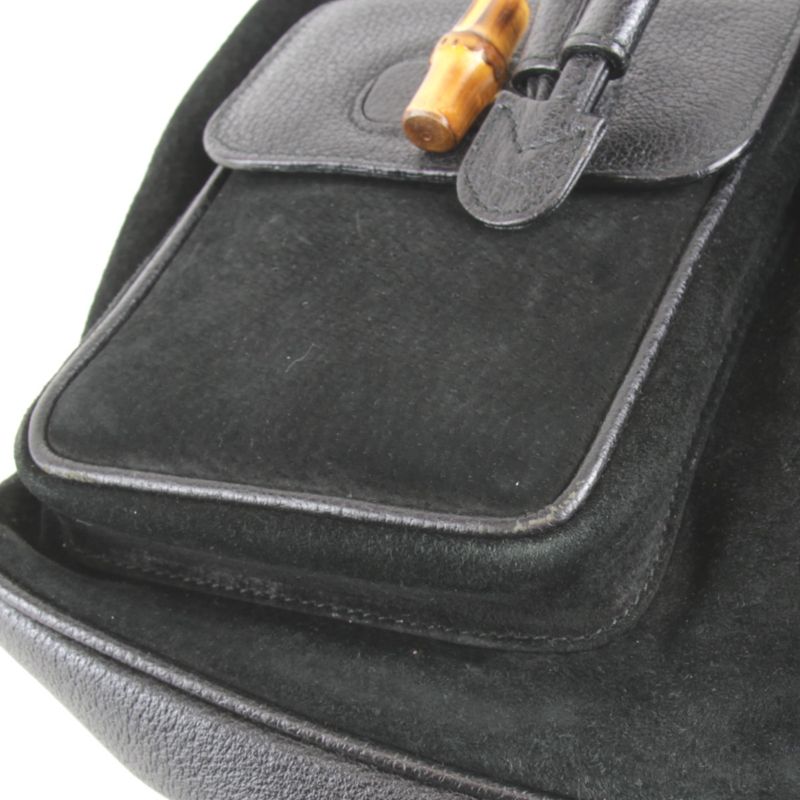 Gucci 003 1118 0016 Bamboo Backpack/daypack Black Suede