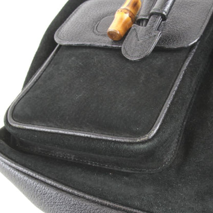 Gucci 003 1118 0016 Bamboo Backpack/daypack Black Suede