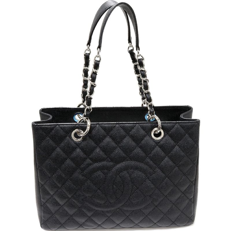 Chanel Tote Chain Shoulder Bag Matelasse GST Large Shopping Bag Caviar Skin