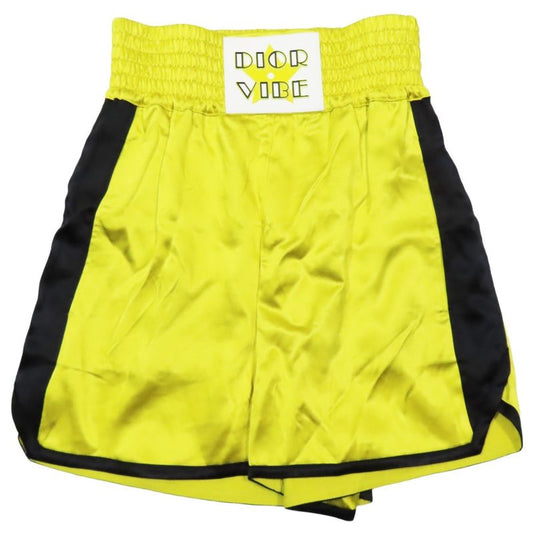 Unused 22SS Christian DIOR Boxing Shorts Half Pants Logo VIBE XS Yellow Black