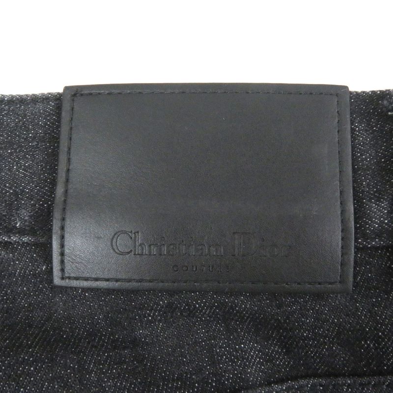 DIOR 313ds14b315x Logo Patch Leather Patch Button Fly Denim Pants Jeans Black