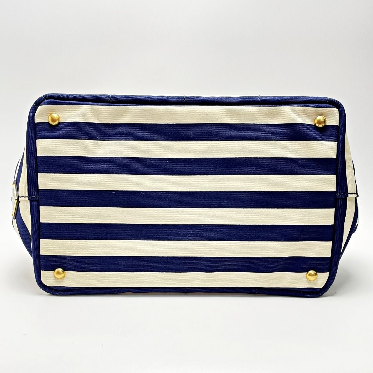 Prada Canapa B2642b Navy X Ivory Shoulder Bag Tote Bag Canvas Women's