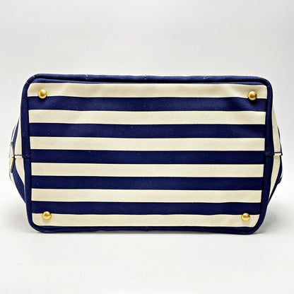Prada Canapa B2642b Navy X Ivory Shoulder Bag Tote Bag Canvas Women's