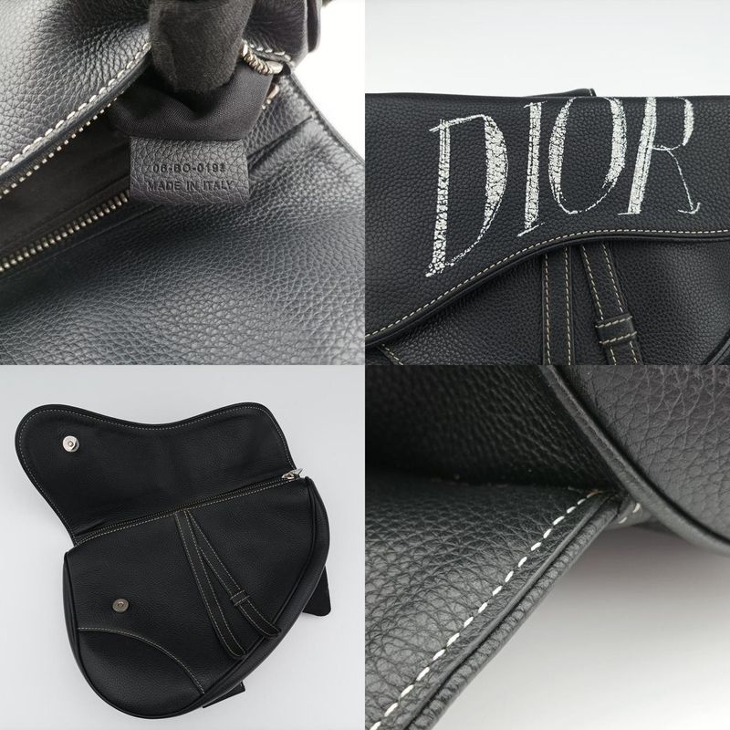 Christian Diorchristian Dior Saddle Bag Black Leather 06-bo-0199
