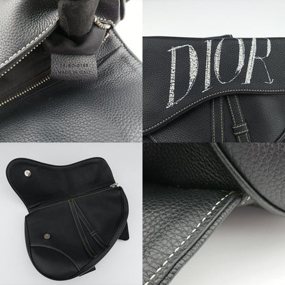 Christian Diorchristian Dior Saddle Bag Black Leather 06-bo-0199
