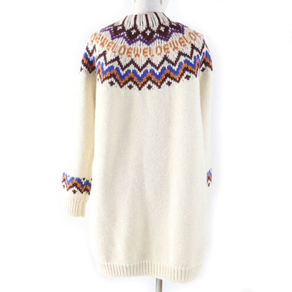 LOEWE D3279080sm Wool Alpaca Silk Cashmere Blend Argyle Knit Cardigan Ivory