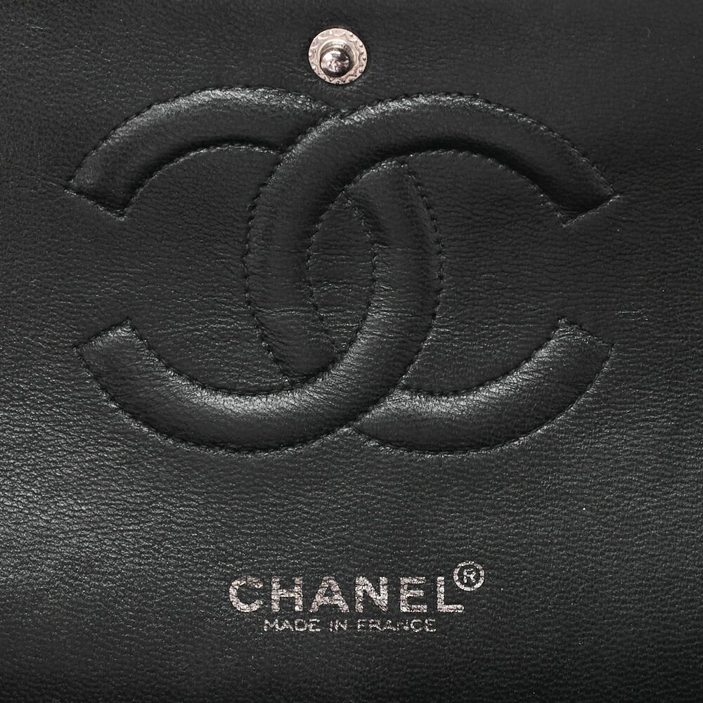 Chanel Matelasse Double Flap 25cm (984in) Chain Shoulder Caviar Skin Black