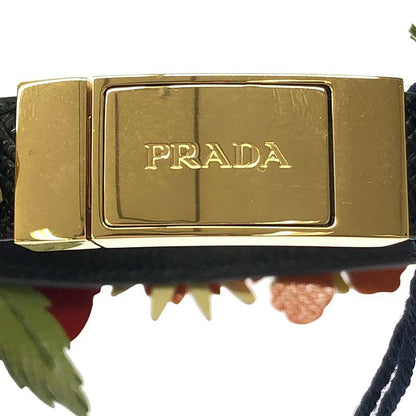 Prada Leather Bracelet With Flower Decoration And Logo - Multicolor - Women