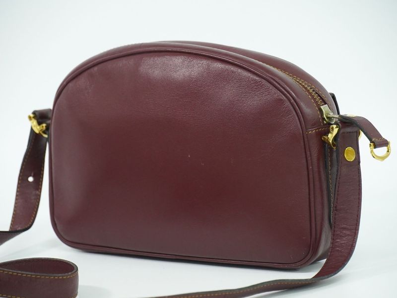 Authentic Cartier Must Line Shoulder Bag Pochette Leather Bordeaux Must Line
