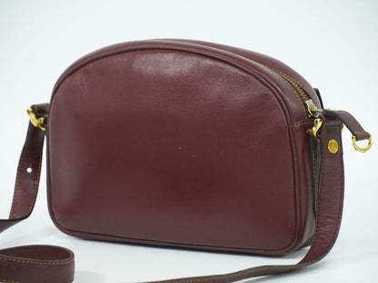 Authentic Cartier Must Line Shoulder Bag Pochette Leather Bordeaux Must Line