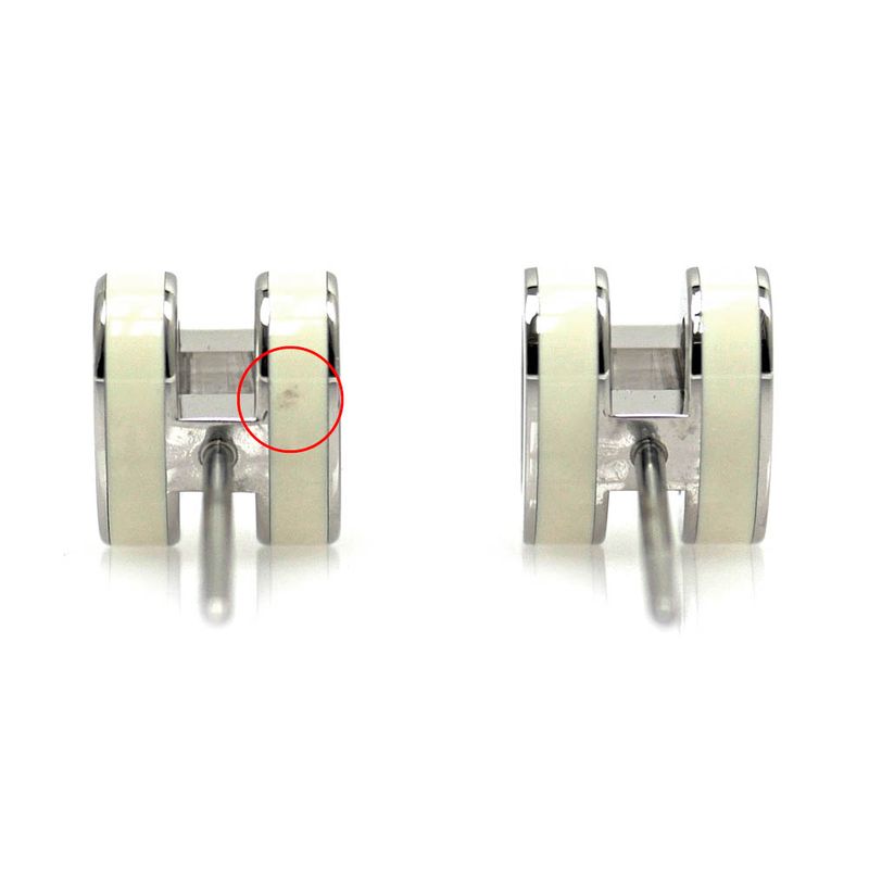 Hermes Earrings Pop Ash Pair Jonus Flepere White Silver-hardware