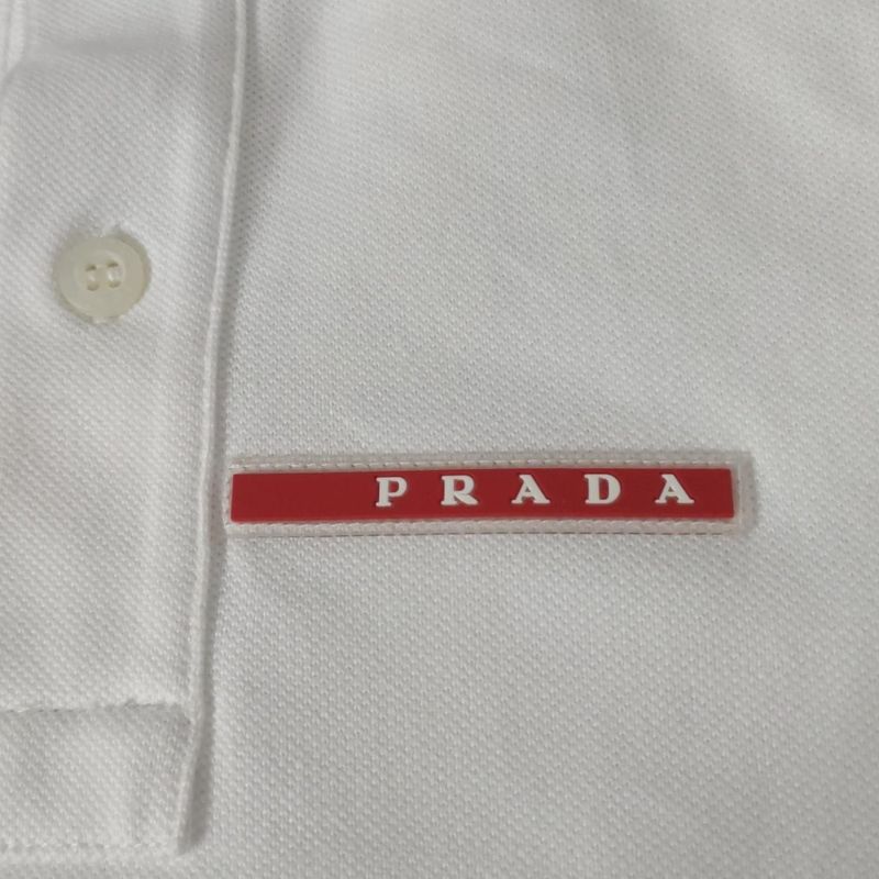 Prada Short Sleeve Polo Shirt Size M Men's - White X Red X Black