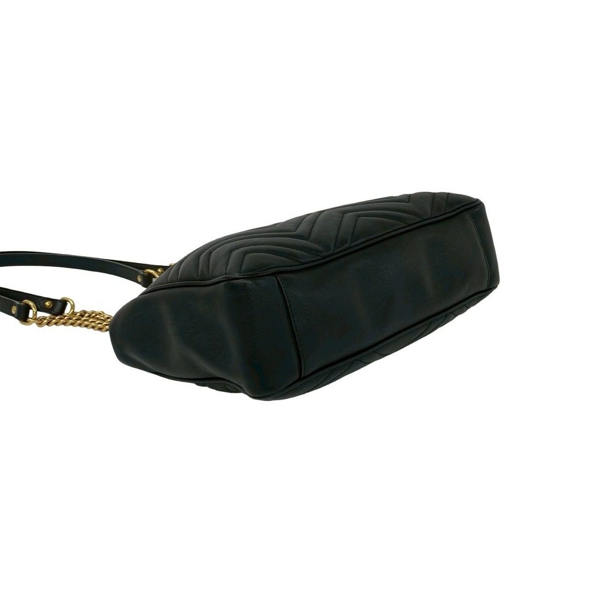 Gucci GG Marmont Logo Quilted Leather Chain Mini Shoulder Bag Tote Black — view 7