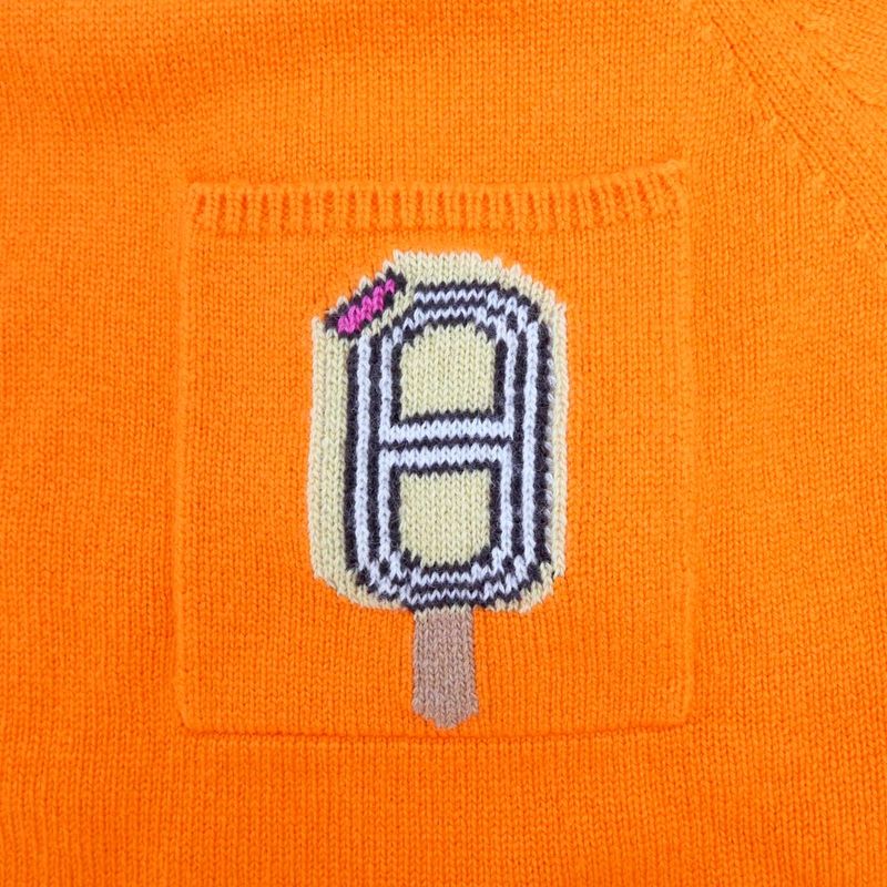 Hermes Short Sleeve Cashmere Knit Chaine D'ancre Ice Orange 34 Size
