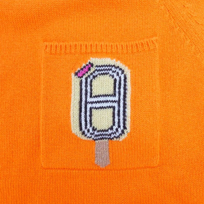 Hermes Short Sleeve Cashmere Knit Chaine D'ancre Ice Orange 34 Size