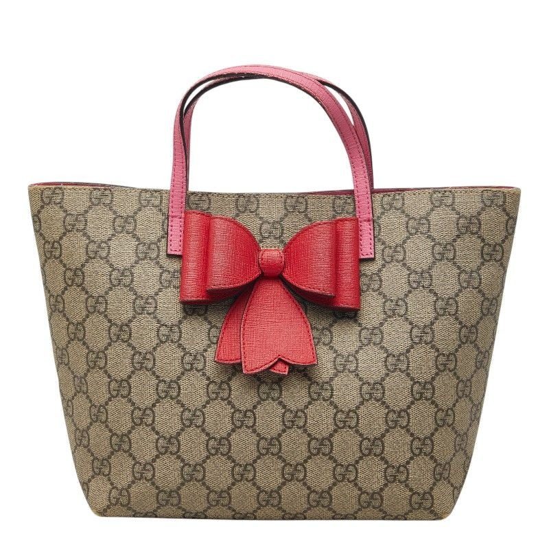 Gucci GG Supreme Children's Ribbon Handbag Beige Pink Leather