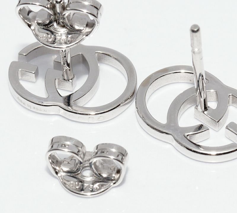 Gucci Earrings 18K White Gold GG Studded Earrings Online Limited 094074 J8502