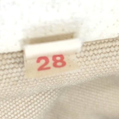 Prada Canvas Tote Bag Handbag Triangle Logo Leather Ivory Beige White Ladies