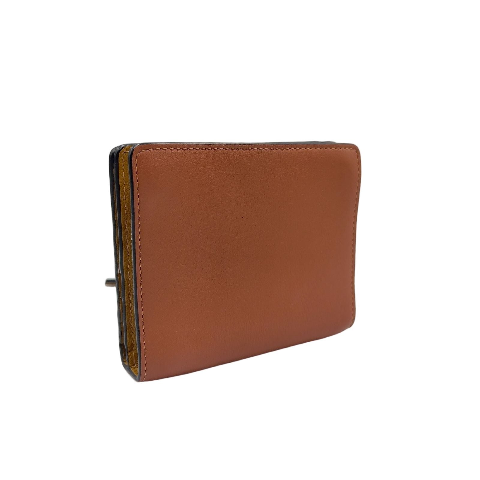 Loewe Compact Zip Anagram Leather Yellow Brown Wallet Silver — view 2