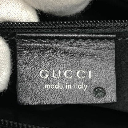 Gucci 001 3071 Shoulder Bag Leather Black Chic Vintage With Mirror Billfold