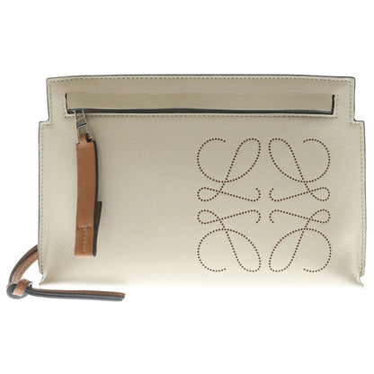 Loewe Clutch Tpouch Mini Anagram Logo Classic Calf Leather Beige
