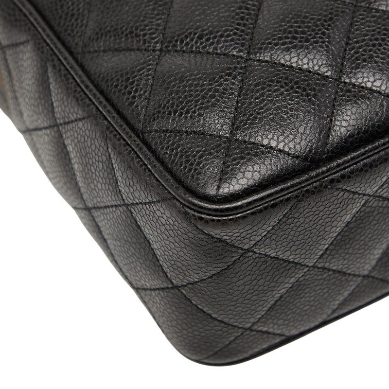 Chanel Matelasse Coco Mark Crossbody Shoulder Bag Black Caviar Skin Women Chanel