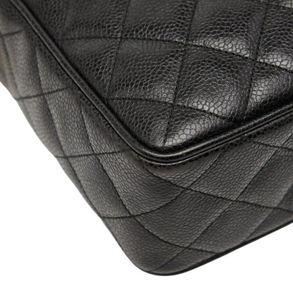 Chanel Matelasse Coco Mark Crossbody Shoulder Bag Black Caviar Skin Women Chanel