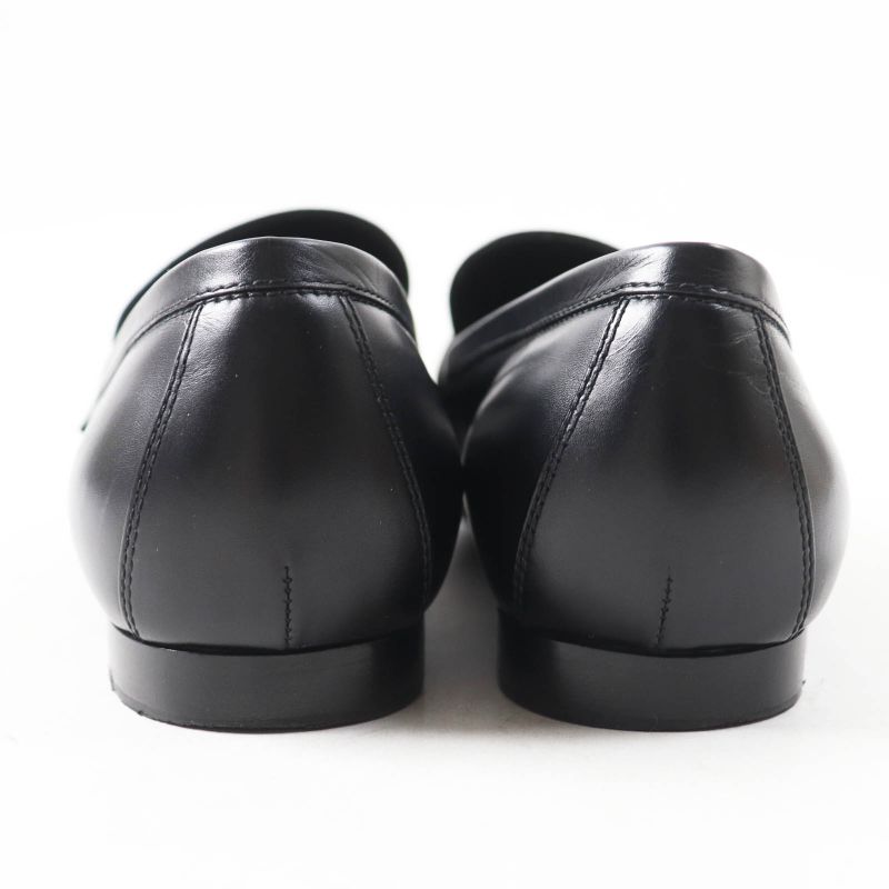 Louis Vuitton 2020 Square Toe Leather Loafers With LV Logo Hardware Black Gold