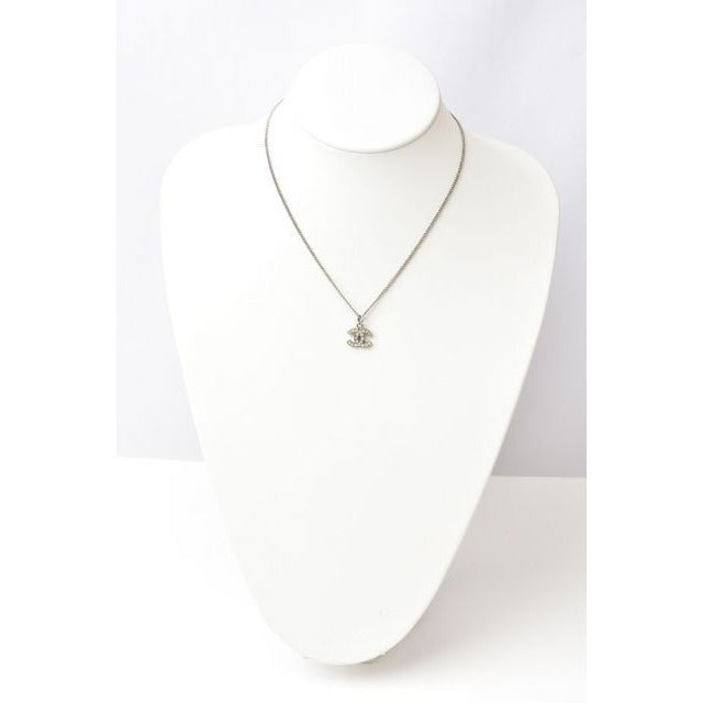 Chanel Coco Mark CC Rhinestone Silver White — view 5