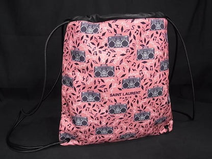 Pattern Saint Laurent Nylon Canvas And Leather Nap Sac Backpack Sac Pinkish