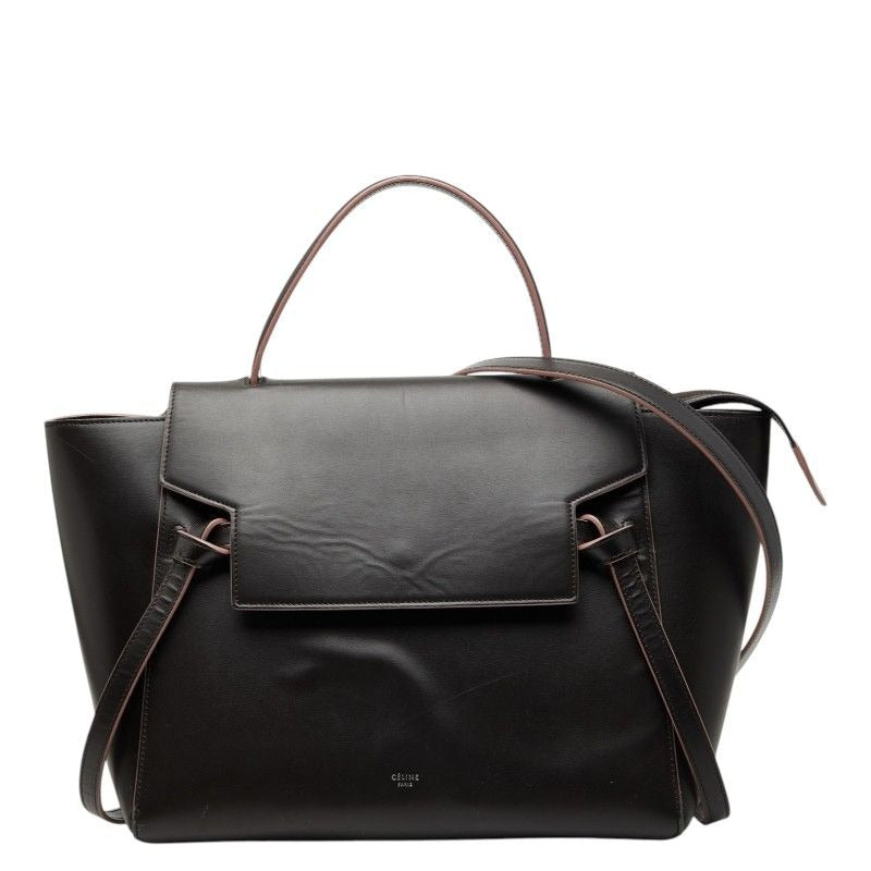 Celine Belt Bag 2-Way Dark Brown Pink Leather