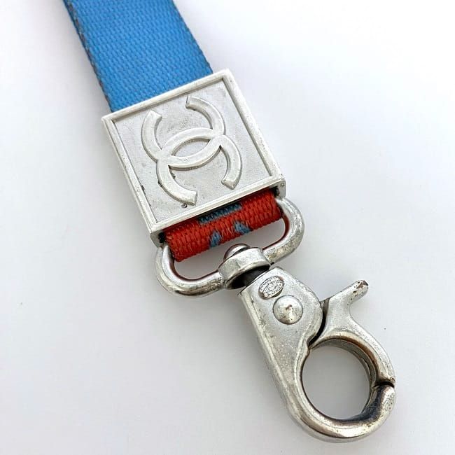 Chanel Neck Strap Blue Red Sport Ec20202 Excellent Condition