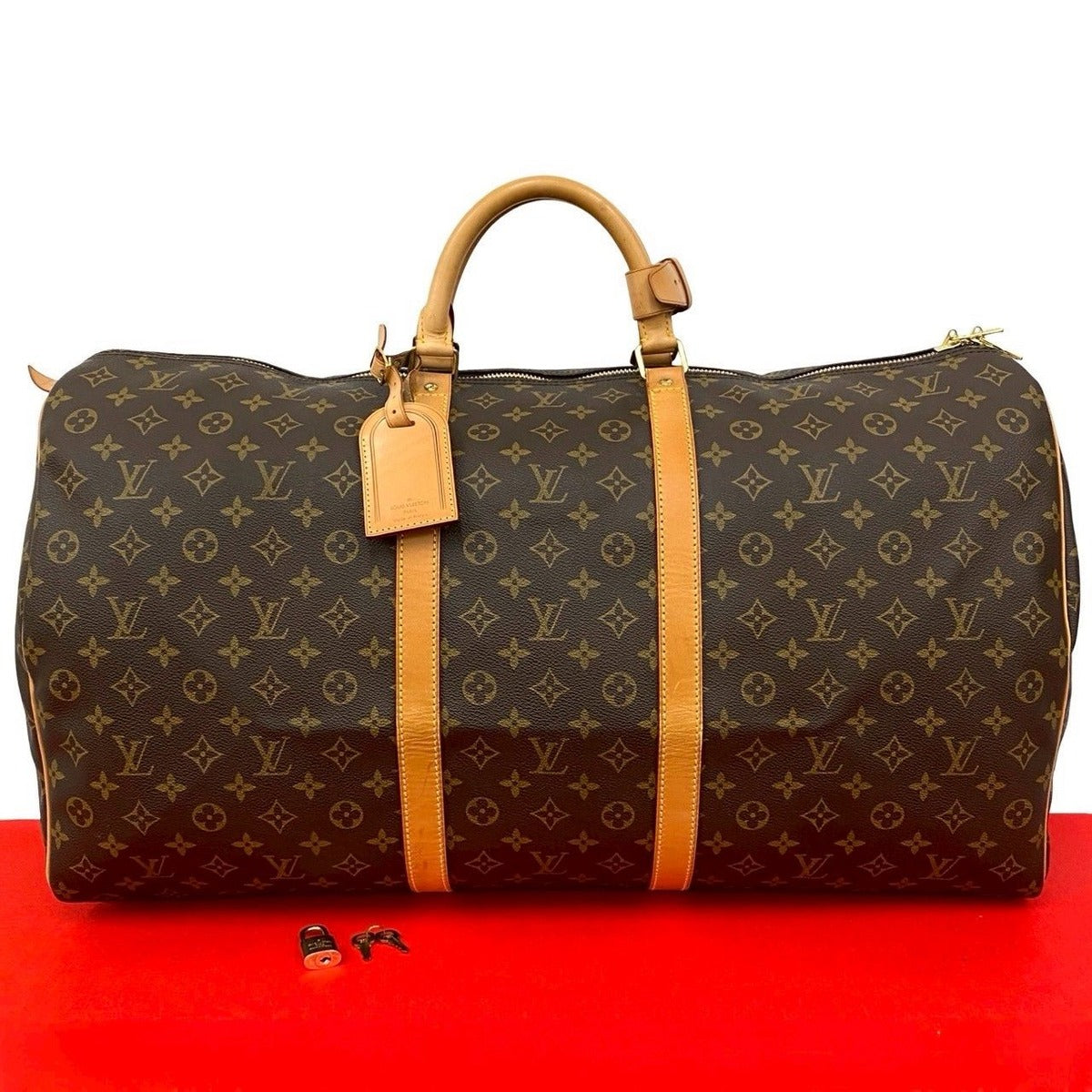 Louis Vuitton Vintage Monogram Keepall 60 Leather Boston Bag