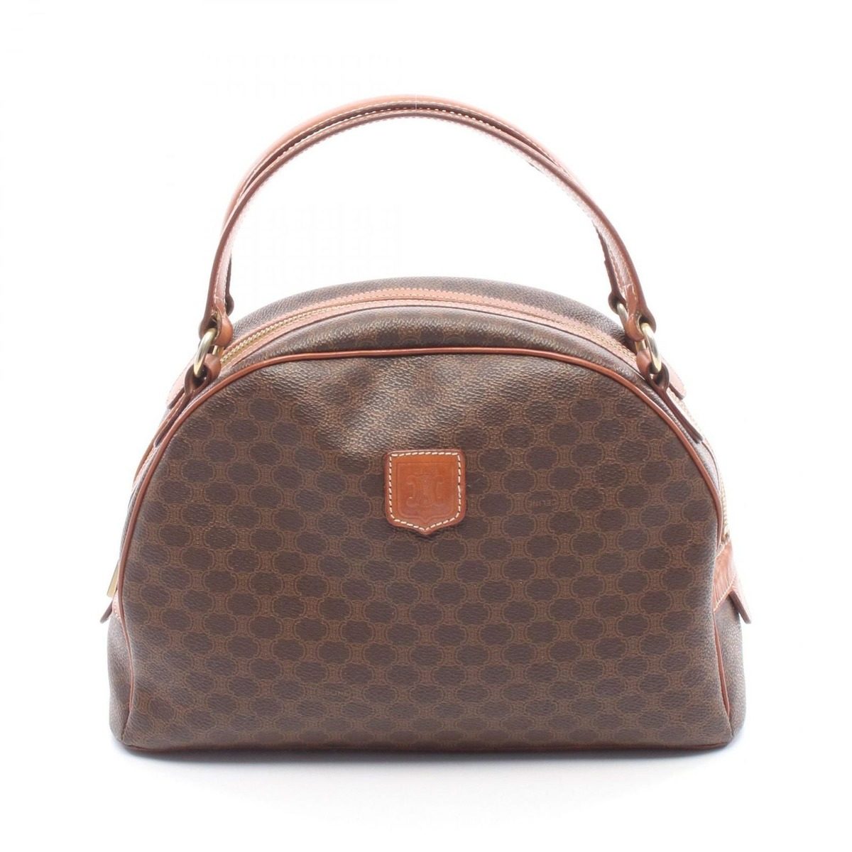 Celine Handbag Macadam Dark Brown Canvas Leather