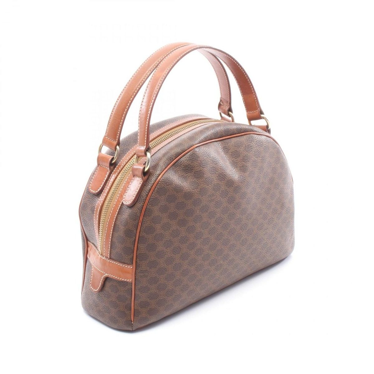 Celine Handbag Macadam Dark Brown Canvas Leather — view 2