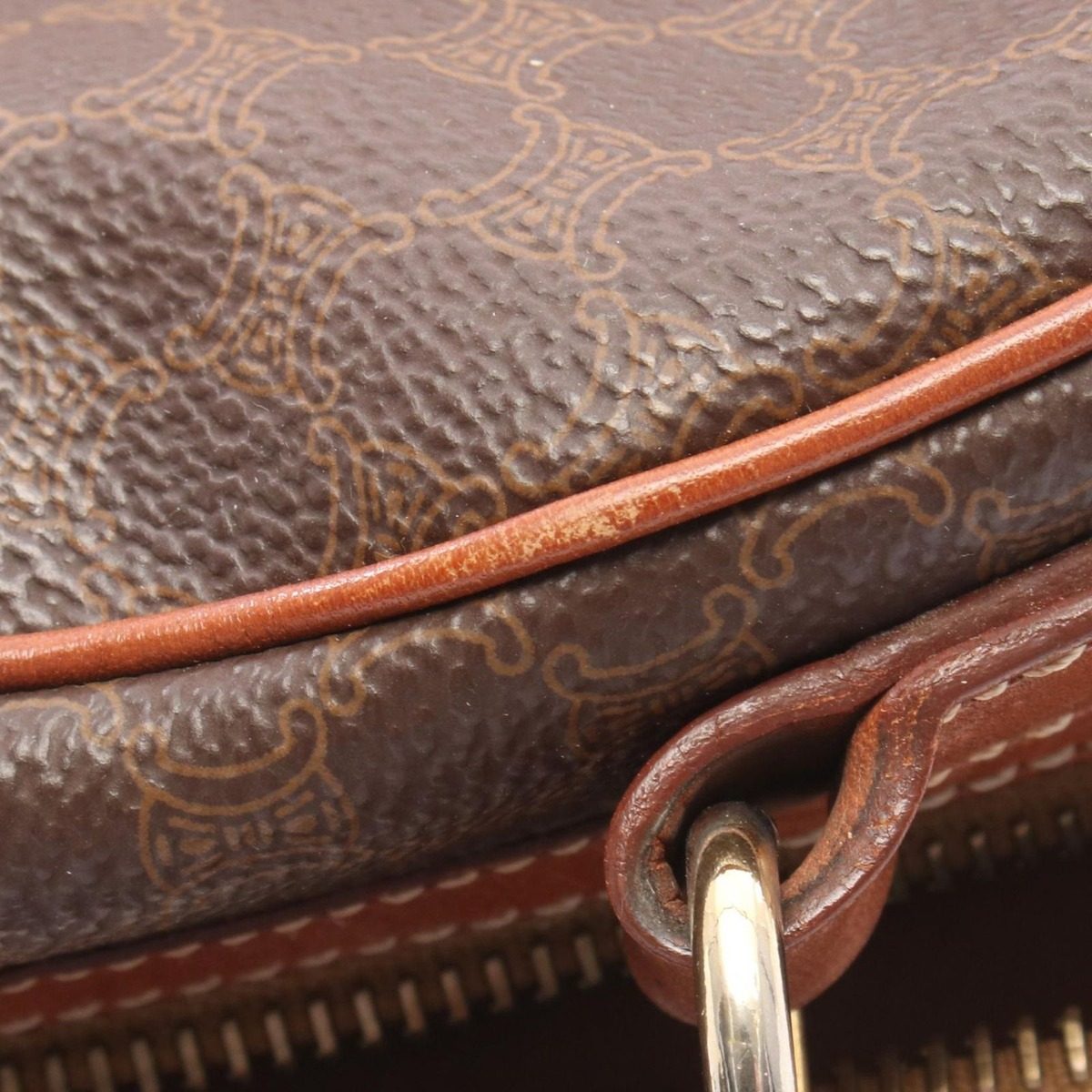 Celine Handbag Macadam Dark Brown Canvas Leather — view 9