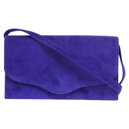 Hermes Vintage Dobris Shoulder Clutch Bag Purple 0 Suede 0058