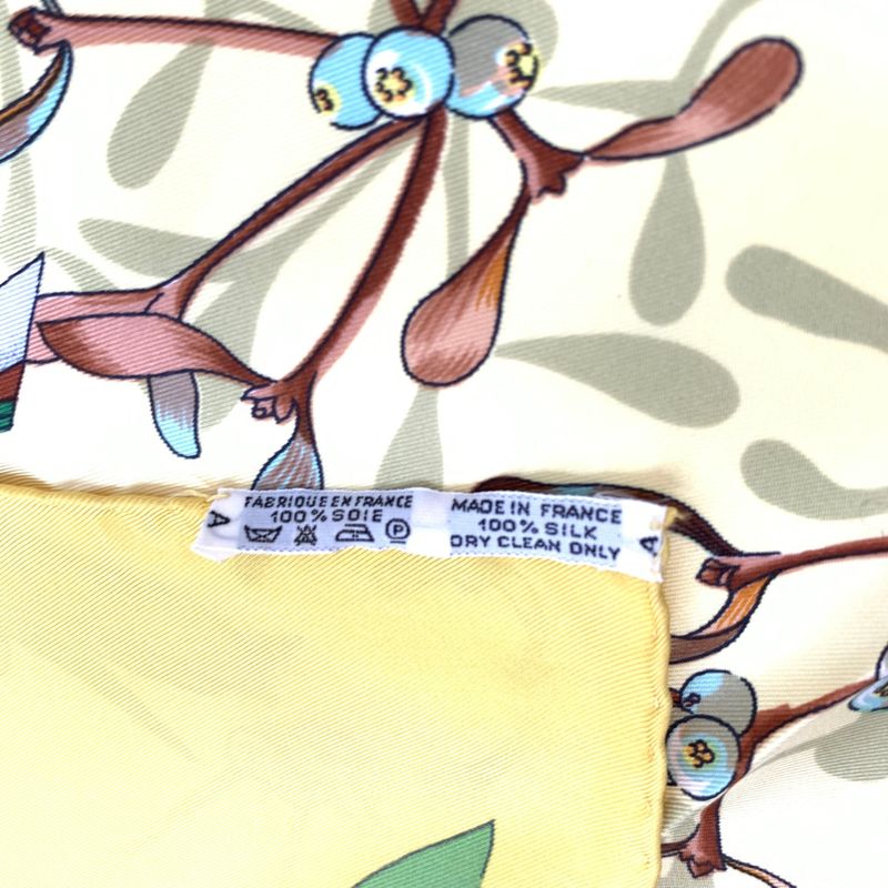 Hermes Carre 90 Neige D'antan Last Year's Snow Yellow Christmas Silk Scarf