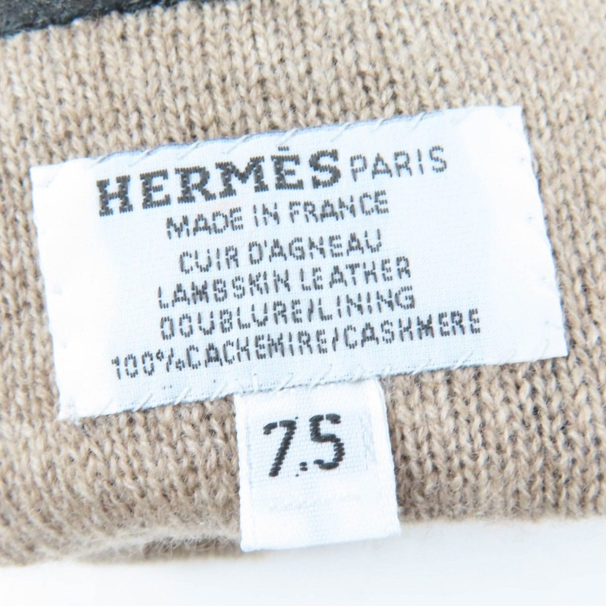 Hermes Calf Leather Lining Cashmere Logo with Heart Plate Gloves Black 7.5 — view 6