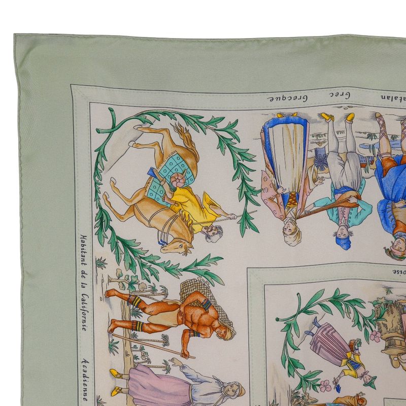 Hermes Carre 90 Costumes Civils Actuels Modern Civilian Attire Rare Light Green