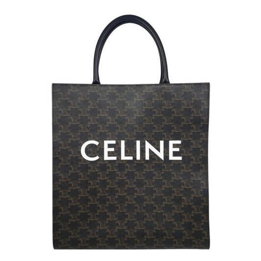 Celine Tote Shoulder Bag Medium Vertical Cabas 194432 Triomphe Black Brown