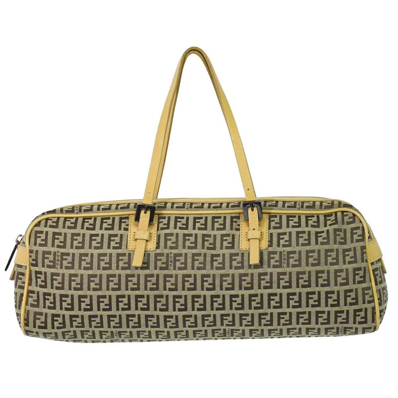 Object Fendi Zucchino Handbag Canvas Beige 8bl006 Zucchino Bag Pre-owned