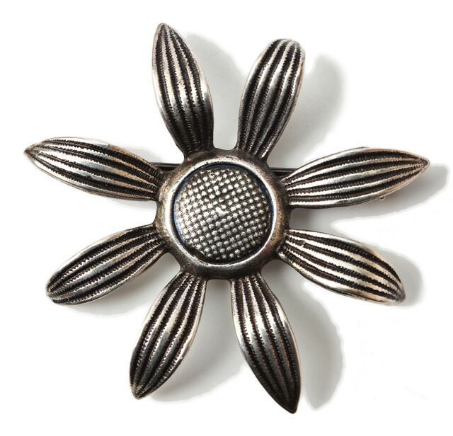 Saint Laurent Brooch Saint Laurent Pin Brooch Vintage Silver Flower Motif
