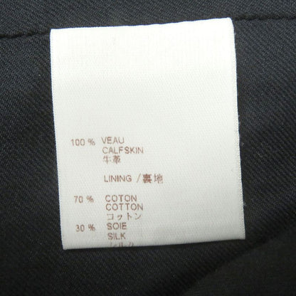 Louis Vuitton Double Breasted Leather Jacket Pea Coat Black 44 Made In France