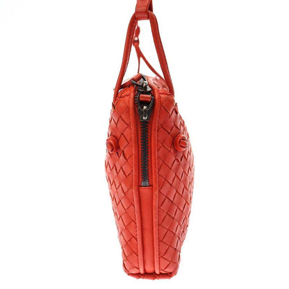 Bottega Veneta Nodini Intrecciato Leather Shoulder Bag in Red
