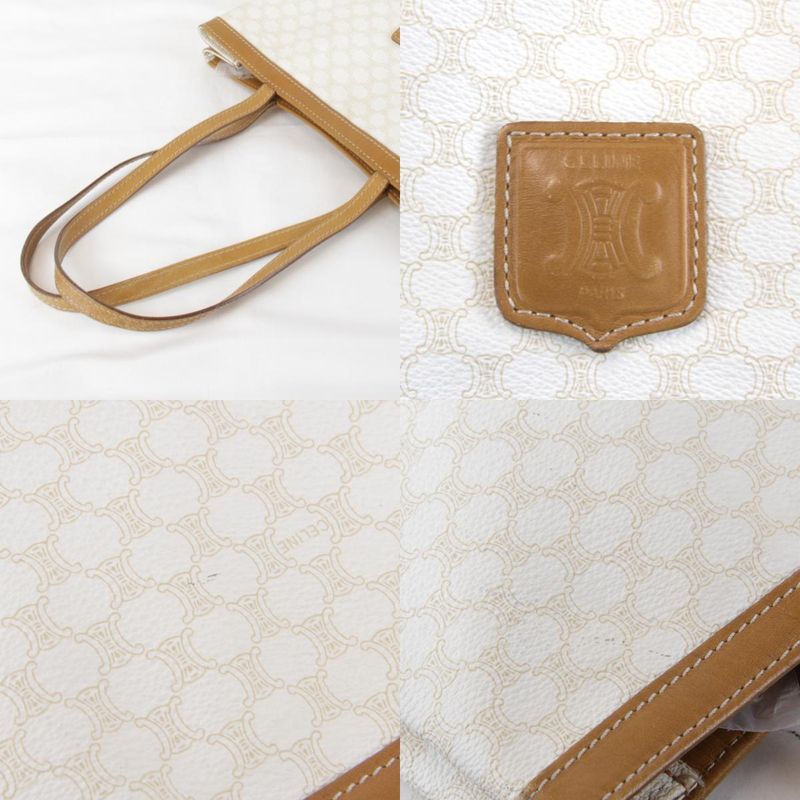 Celine Macadam Pattern Tote Bag Canvas Ladies White Blazon Engraved Logo