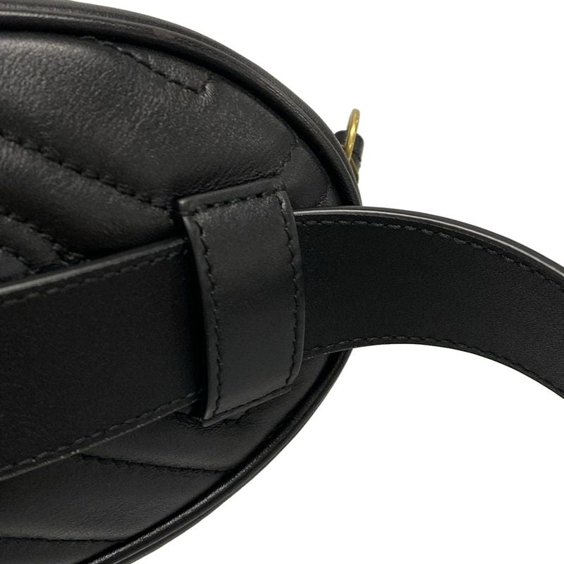 Gucci Waist Pouch GG Marmont Quilted Leather Belt Bag 476434 Black Leather
