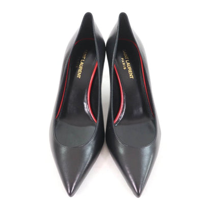 Saint Laurent Paris 480093 Pointed Toe Pin Heel Leather Pumps Black 37.5 Made
