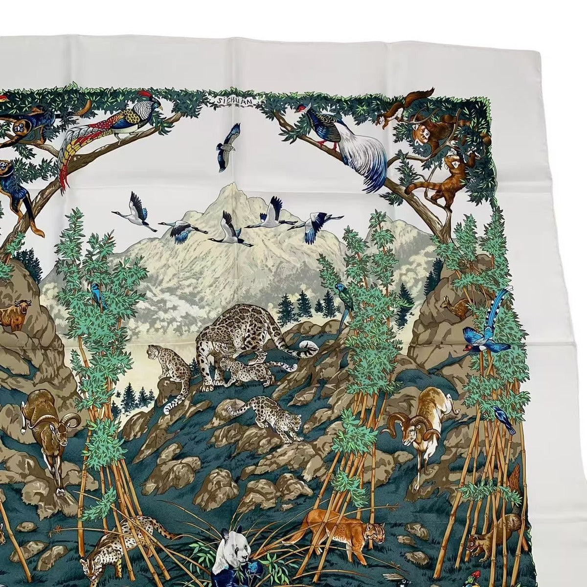 Hermes Carre 90 Sichuan Silk Scarf White — view 4